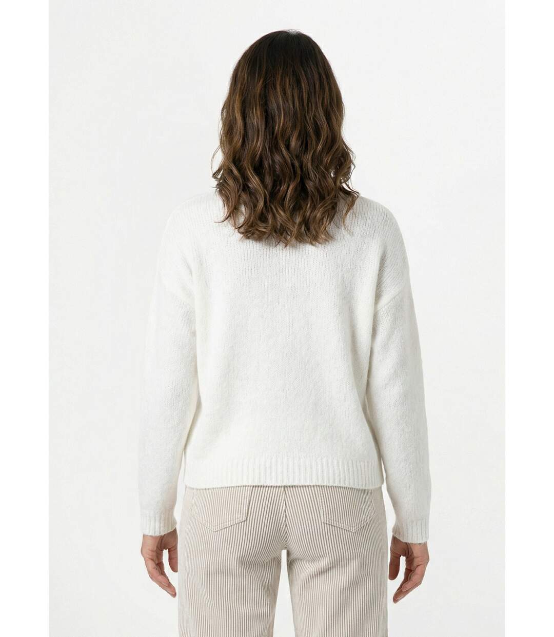 Gilet col rond en maille avec laine-2