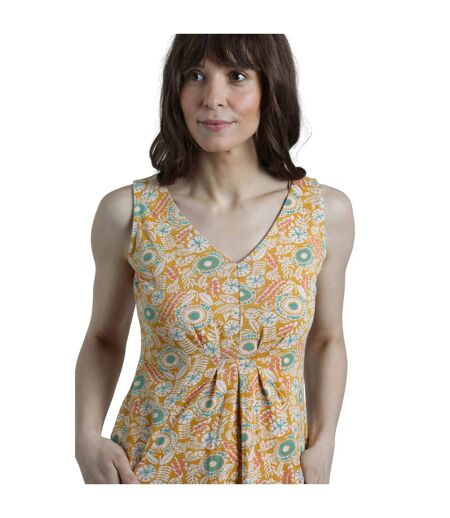 Womens/ladies indus printed jersey tunic deep amber Weird Fish
