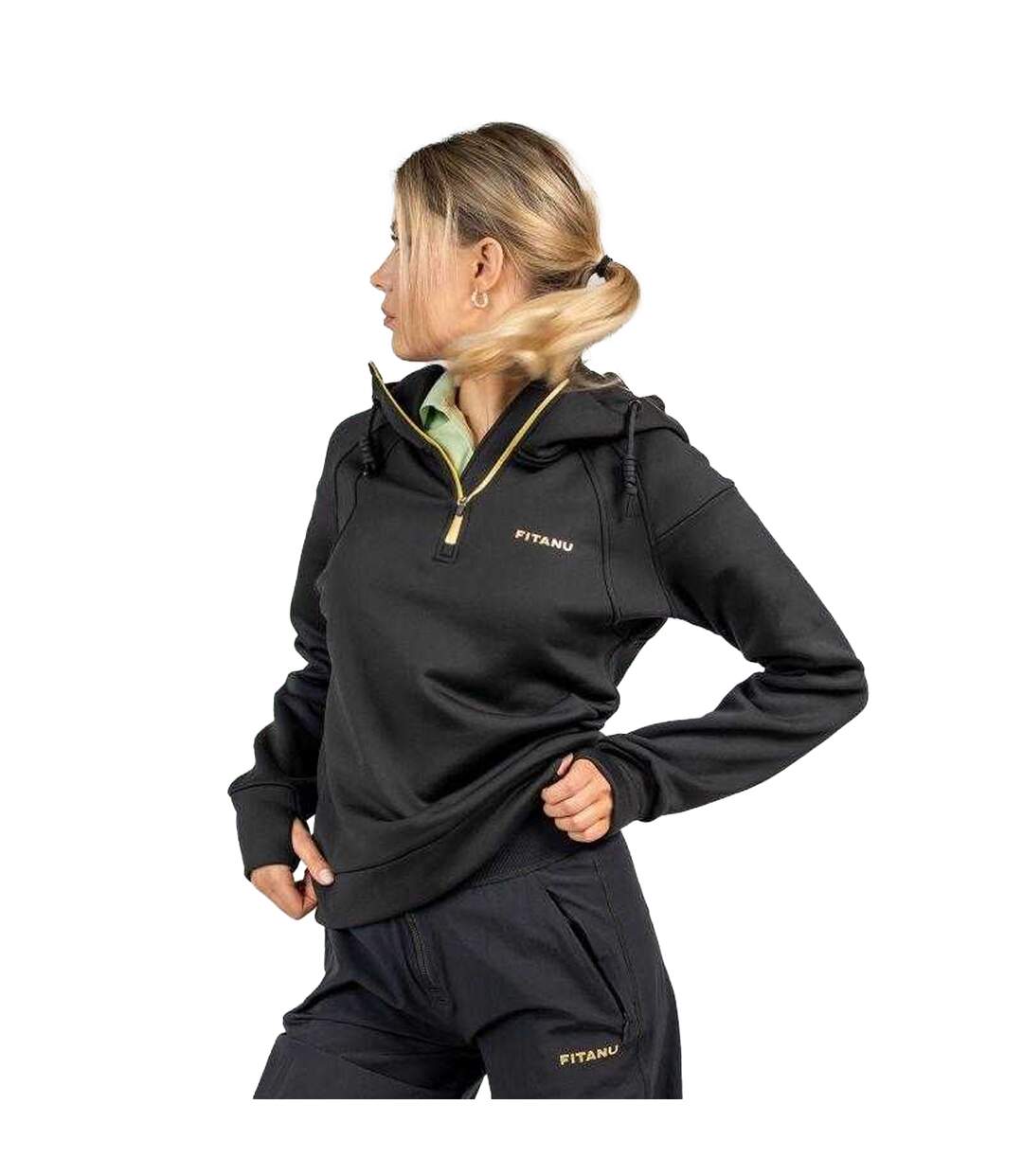 Sweat À Capuche Thame Femme Noir Fitanu-1