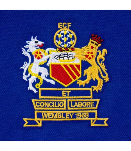 Mens Manchester 1968 Crest Polo Shirt Blue Fan Originals