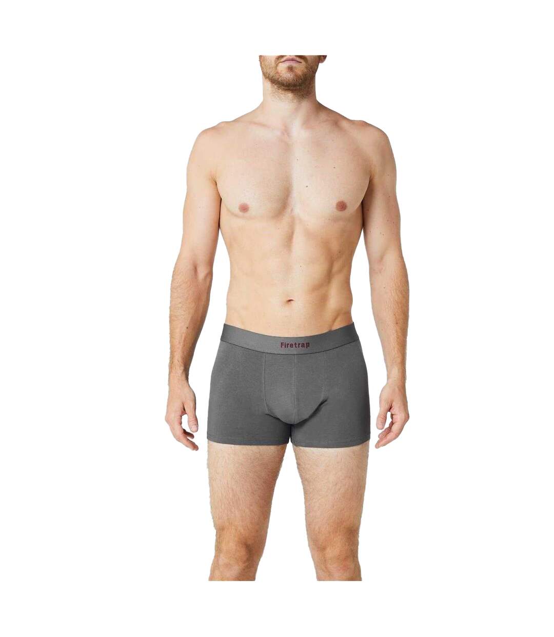Lot De 2  Boxers Motif/style Logo Homme Gris Bordeaux Firetrap-3