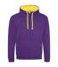 Sweat à capuche varsity femme violet / jaune Awdis