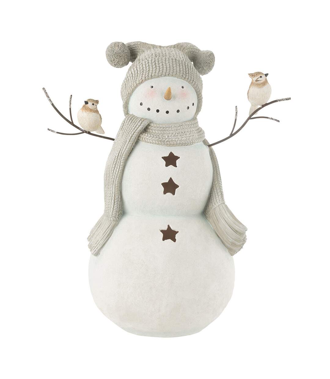 Bonhomme de Neige Déco Oiseaux 50cm Blanc-1