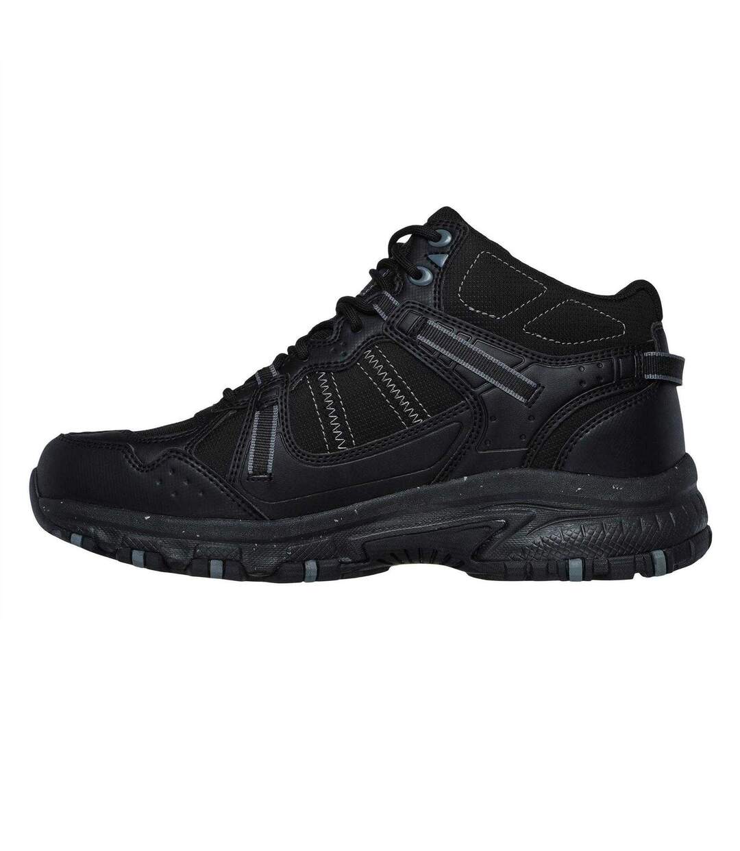 Mens Hillcrest Logo Leather Walking Boots Black Skechers-2