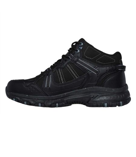 Mens Hillcrest Logo Leather Walking Boots Black Skechers