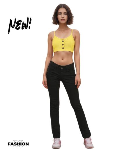 Jean femme taille basse - Effet push up - Couleur noir