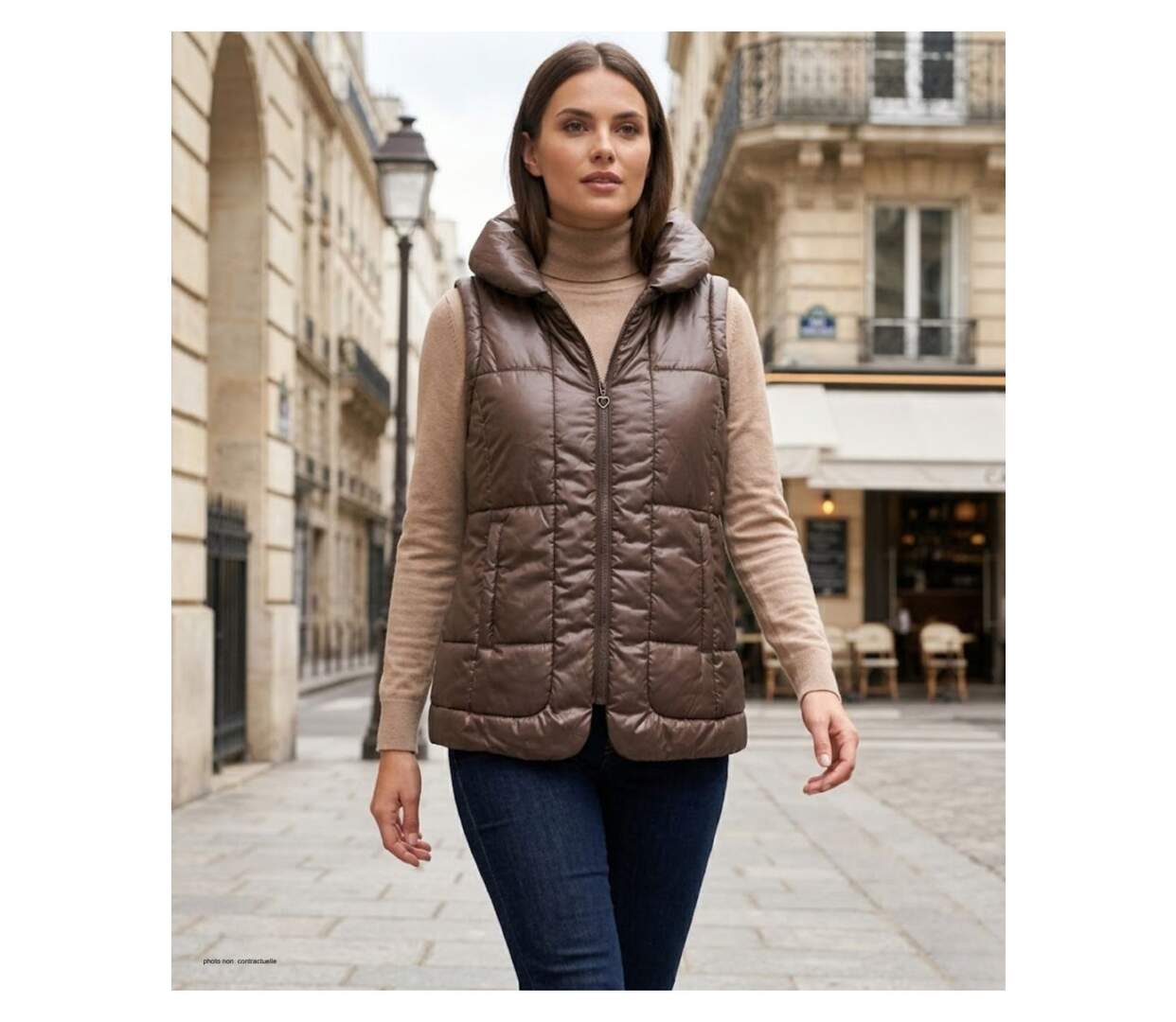 MAYFLOWER STAR1C - Gilet sans manches matelassé chocolat : élégance outdoor et confort-4