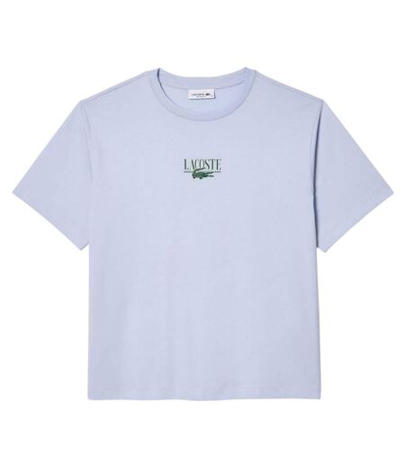 Womens/ladies Printed Cotton Relaxed Fit T-shirt Blue Lacoste