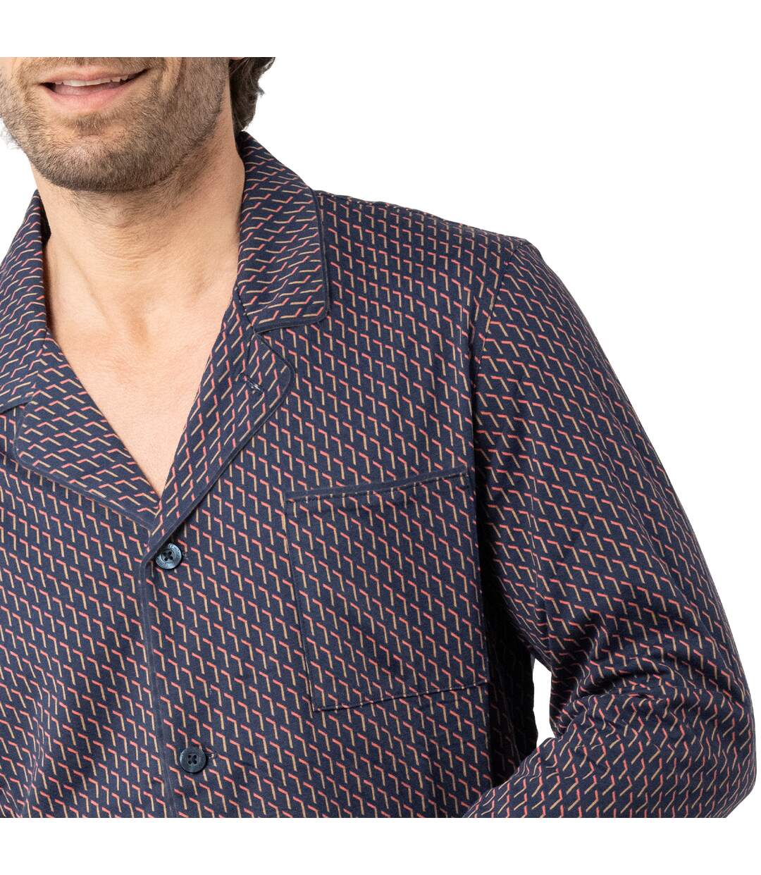 Pyjama long ouvert homme Popeline Eminence-5