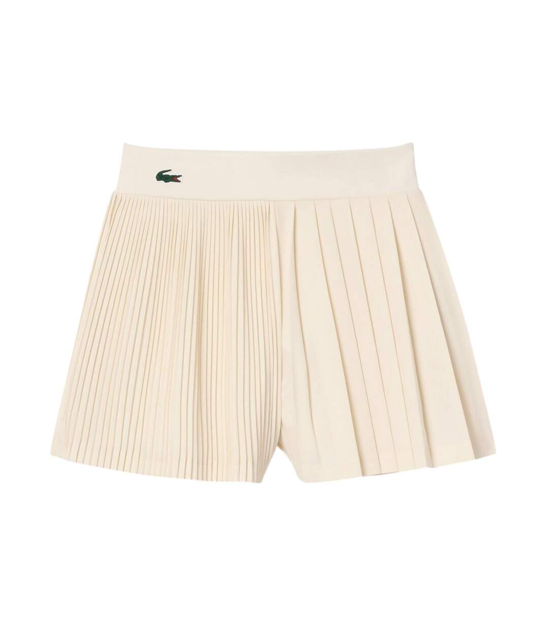 Womens/ladies Recycled Polyester Pleated Lined Tennis Shorts Cream Lacoste-1