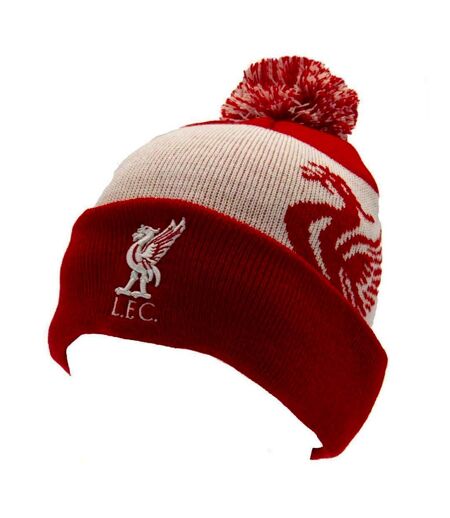 Liverpool FC Unisex Adult Bobble Knitted Crest Beanie (Red/White)