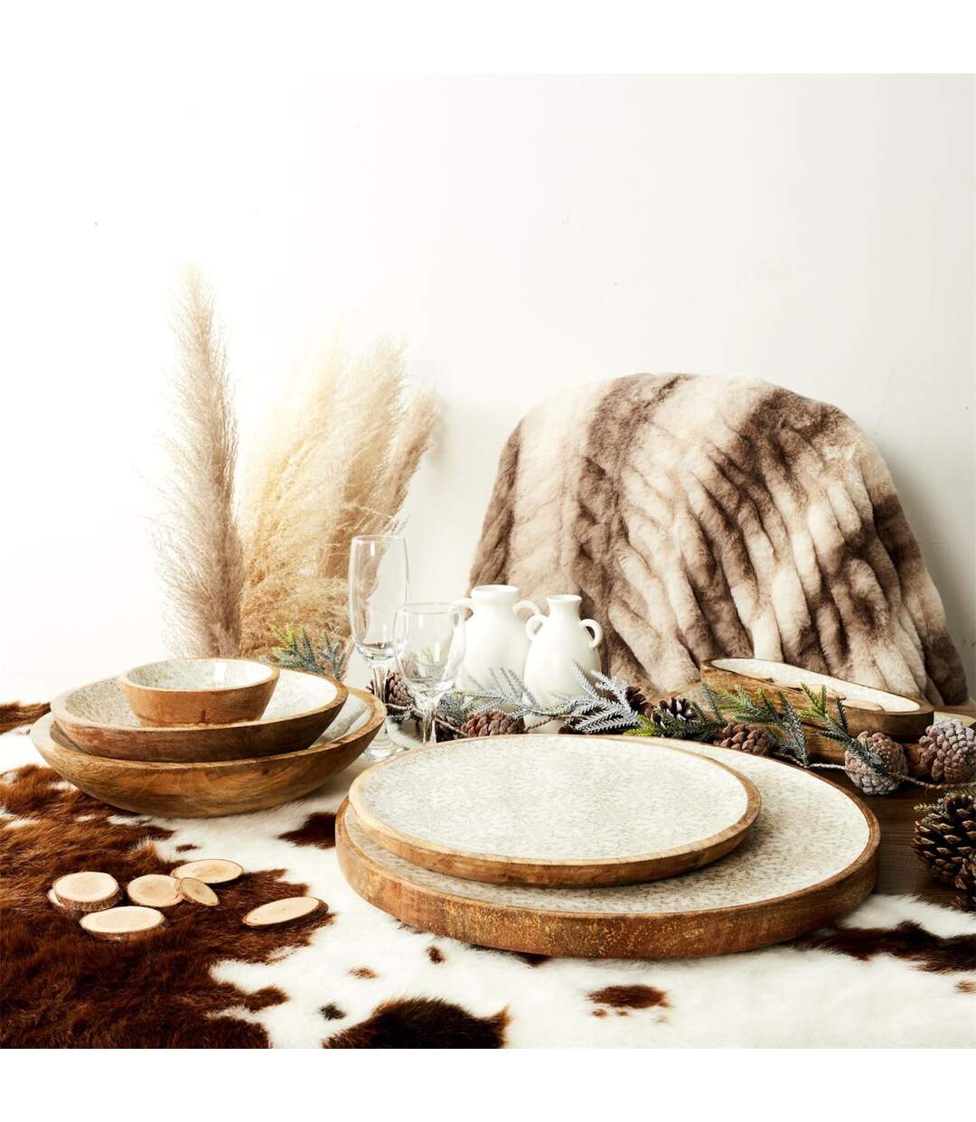 Dessous d'Assiette Géométrique 35cm Naturel-3