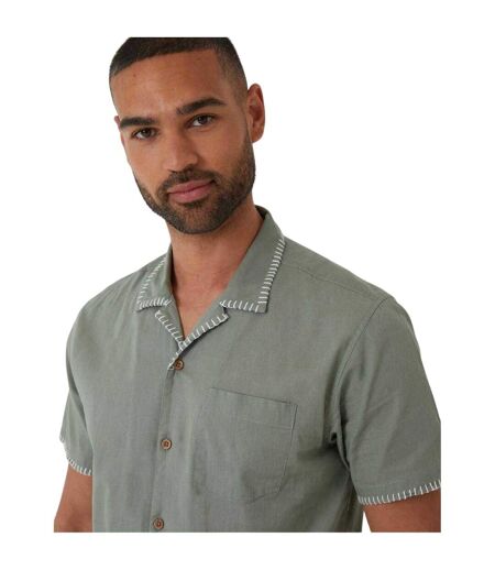 Chemise Manches Courtes Burnley Homme Vert De Gris Clair Threadbare
