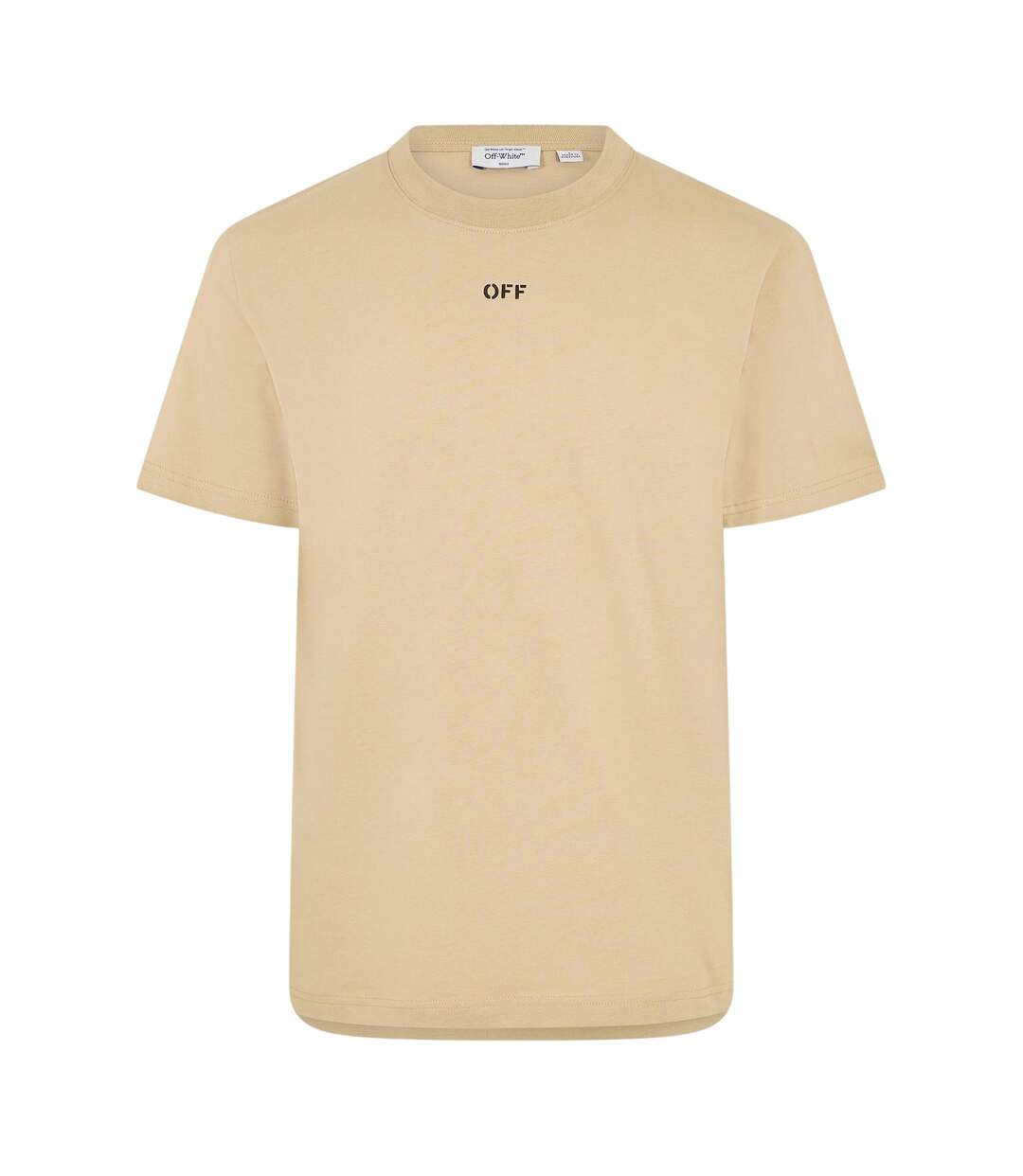 Mens Arrow Logo Crew Neck Slim T-shirt Brown Rice Off White-1