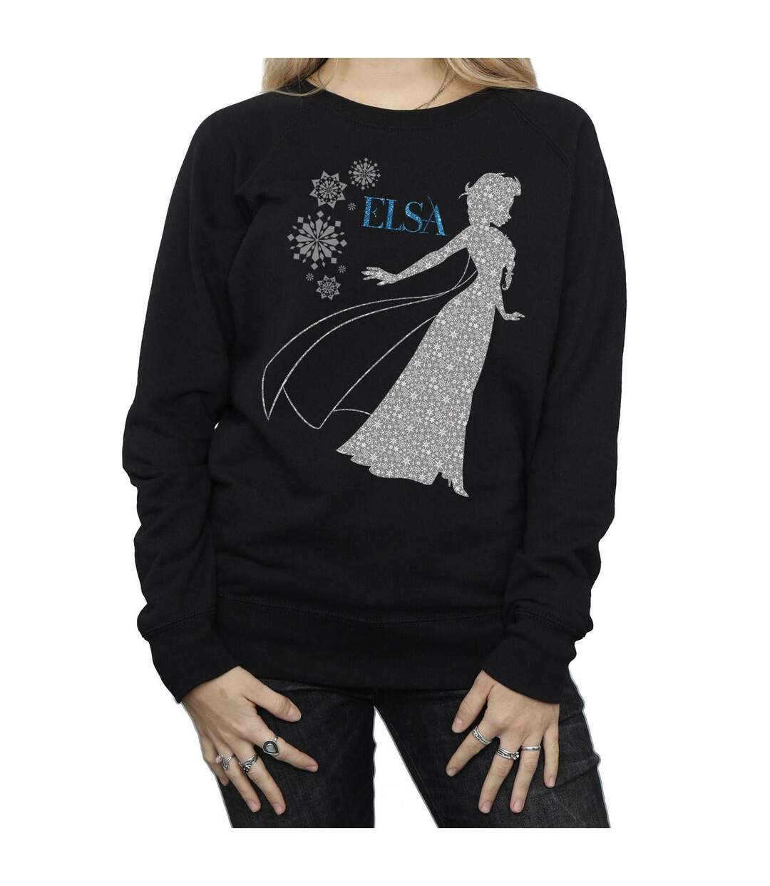Disney Pantalon de survêtement Frozen Elsa Christmas Silhouette Femmes/Dames (Noir) - UTBI6138-3