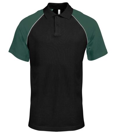 Polo bicolore baseball homme - K226 - noir - vert - manches courtes