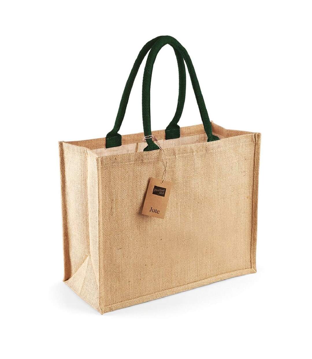 Cabas en toile de jute - W407 - beige et vert forêt-1
