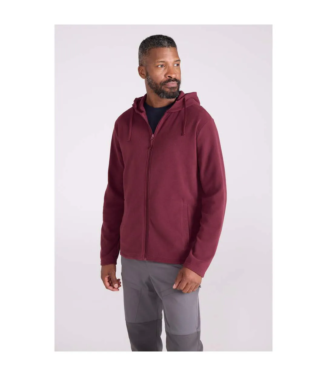 Mens Camber Fleece Full Zip Hoodie Burgundy Mountain Warehouse-1