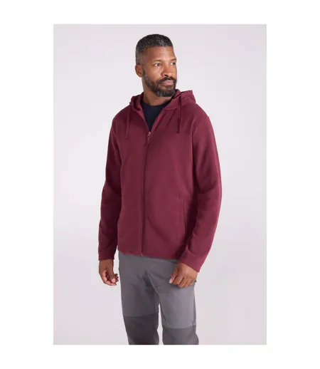 Mens Camber Fleece Full Zip Hoodie Burgundy Mountain Warehouse