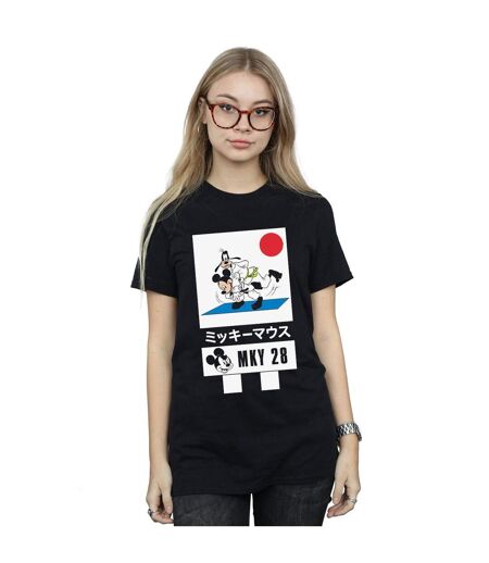 Disney Femme/Les femmes Mickey And Goofy Karate Cotton Boyfriend T-Shirt (Noir) - UTBI37924