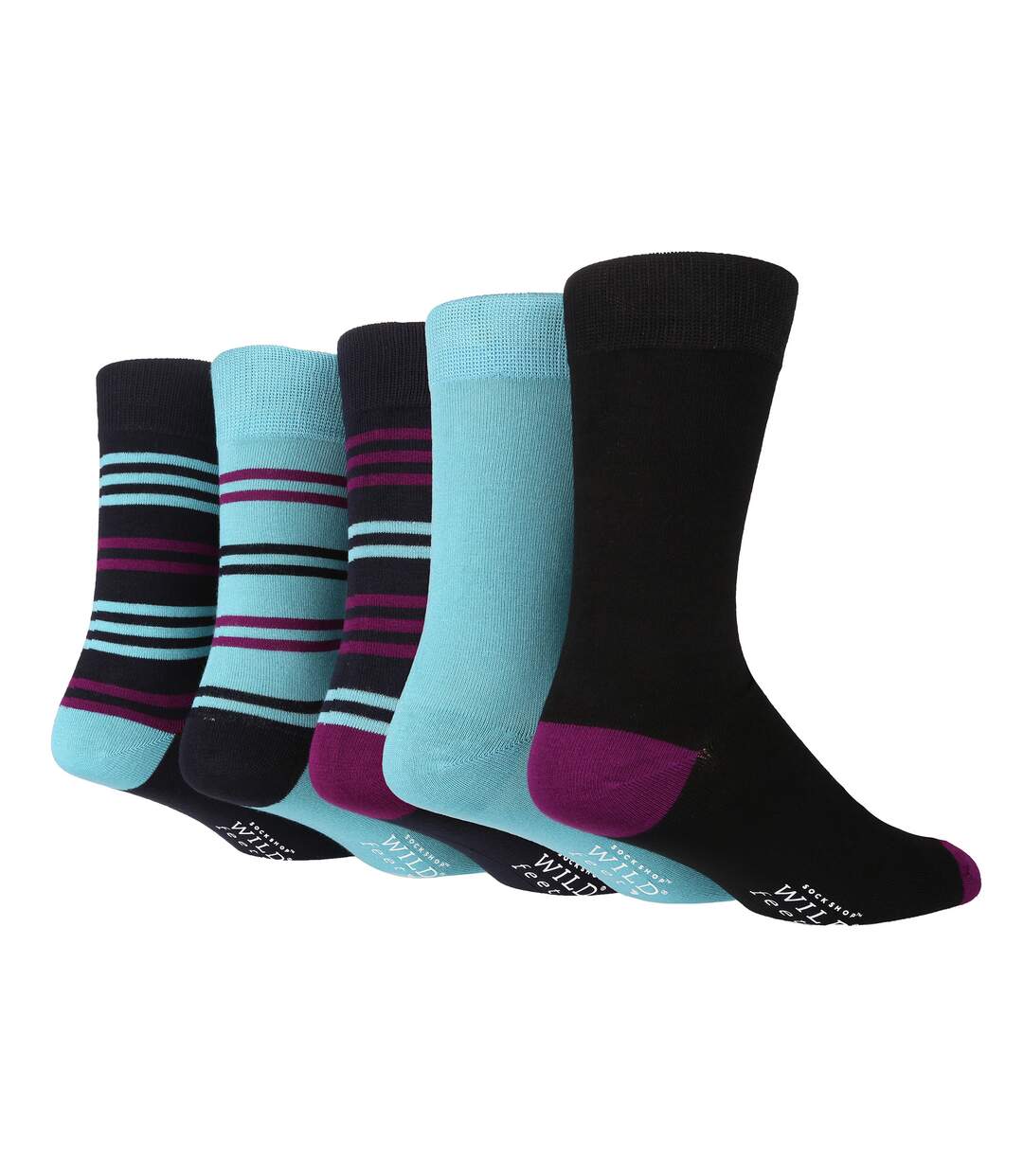Wild Feet - 3 Paires Homme Chaussettes | Chaussettes Bambou Unies Rayures-1