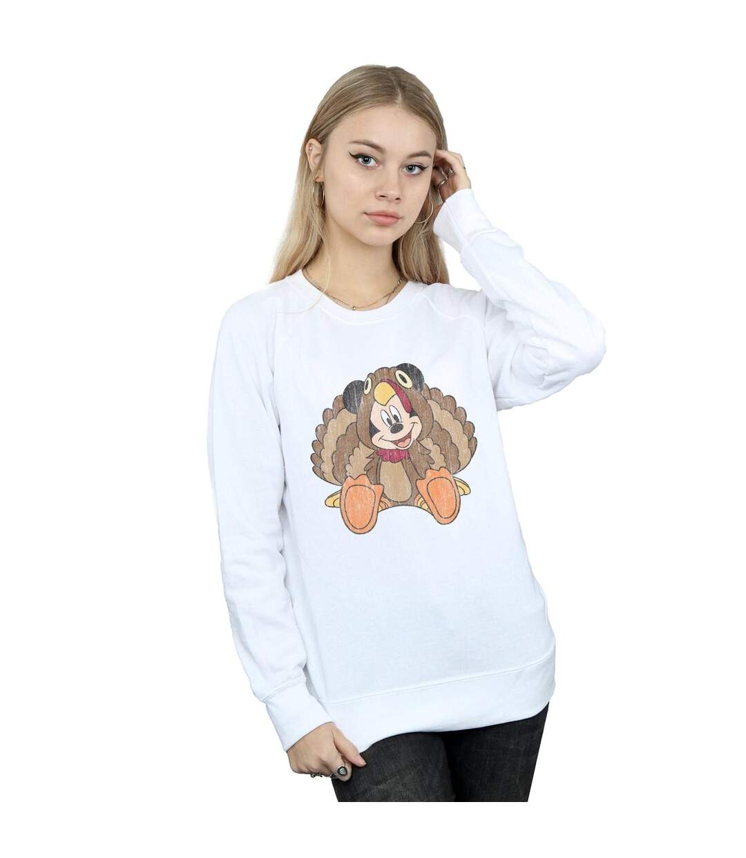 Disney Sweatshirt Mickey Mouse Thanksgiving Turkey Costume Womens/Ladies (Blanc) - UTBI27997-2