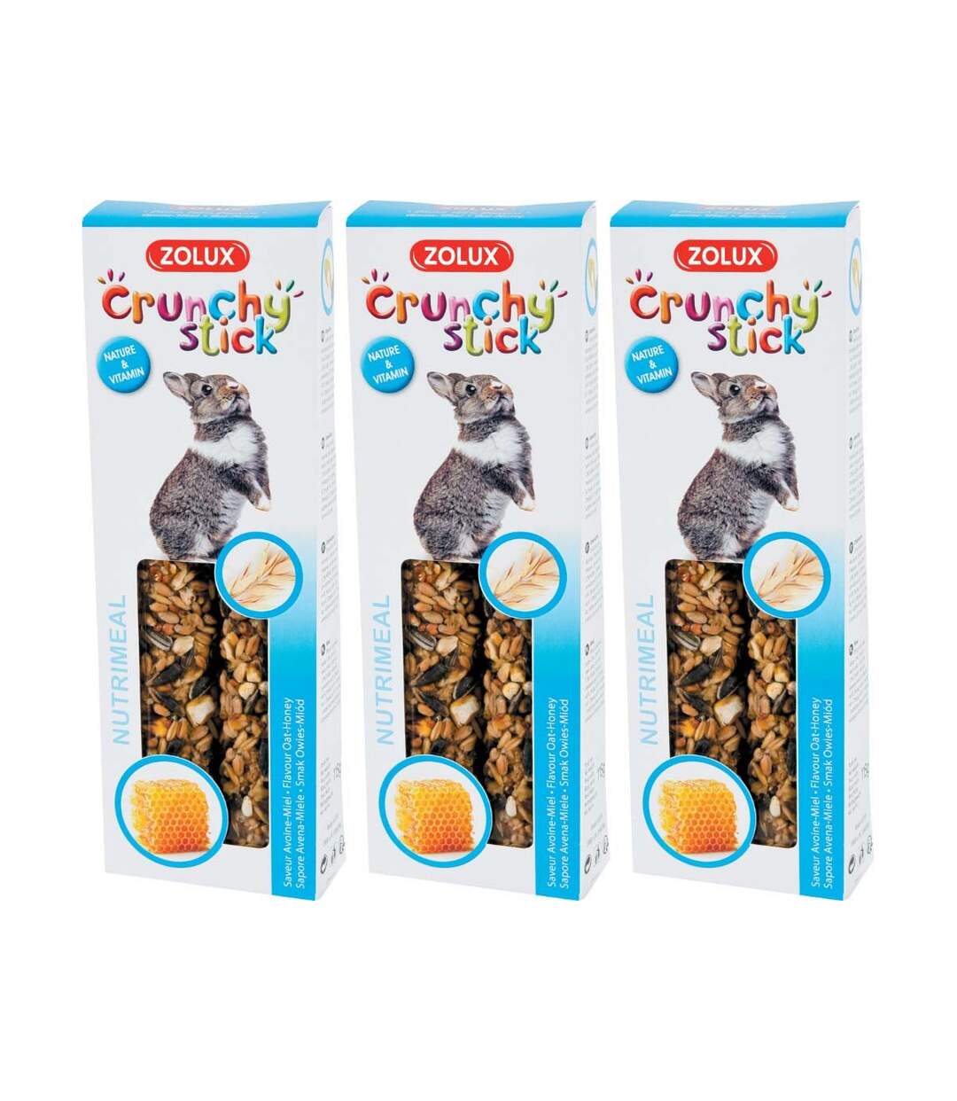 Crunchy stick pour lapin saveur avoine et miel (Lot de 3