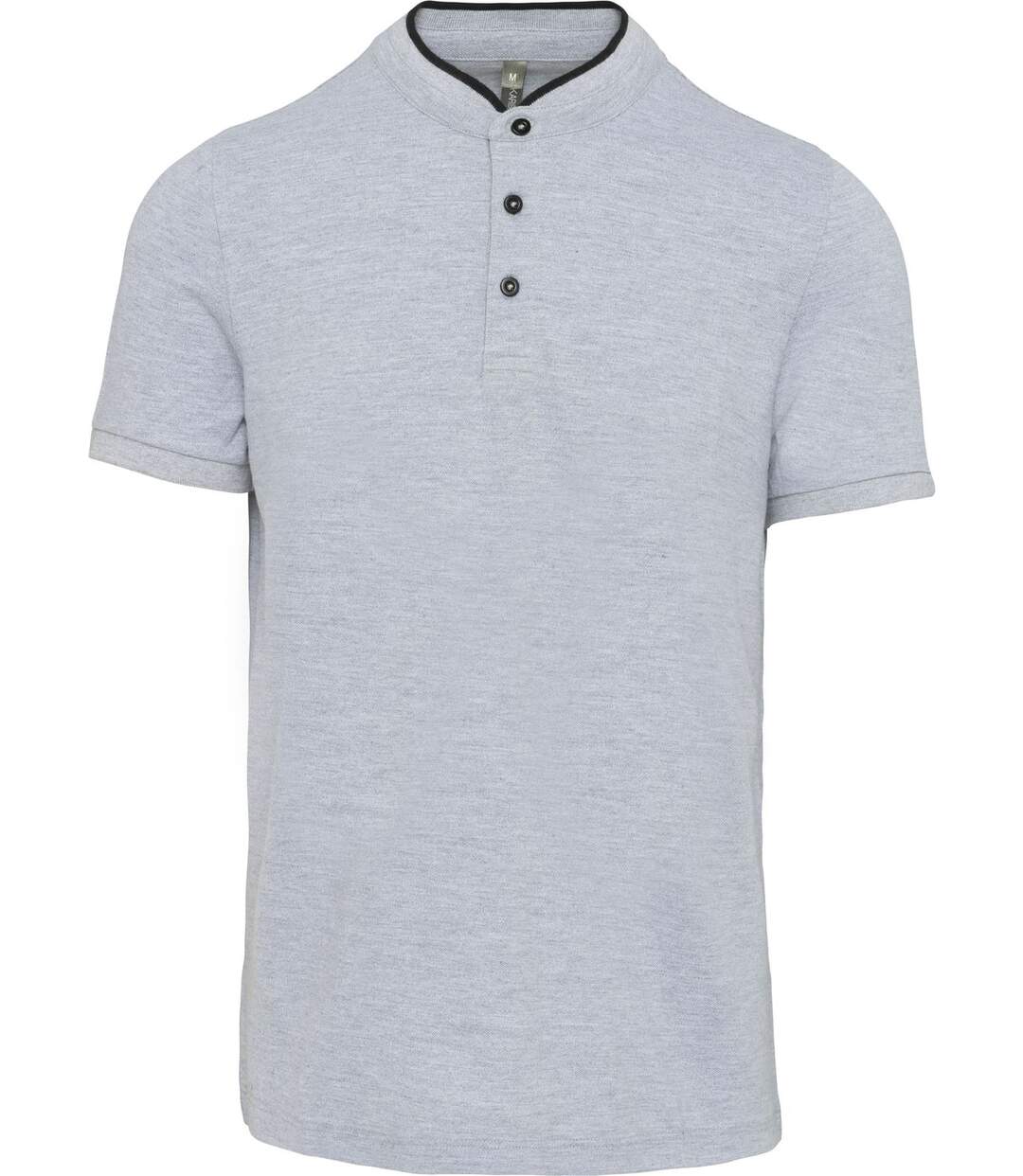 Polo homme col mao - manches courtes - K223 - gris chiné