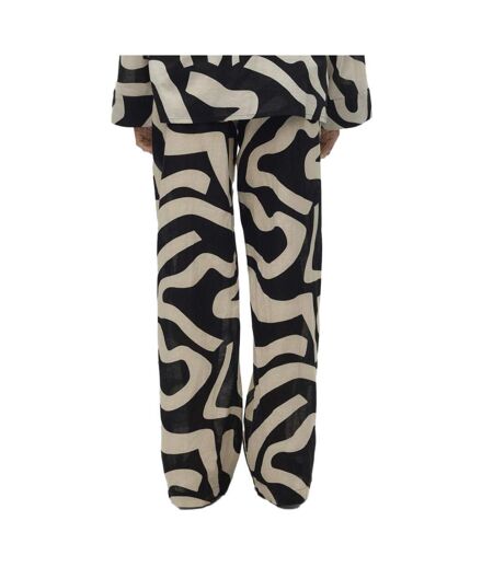 Pantalon fluide noir/beige femme vero moda gnete