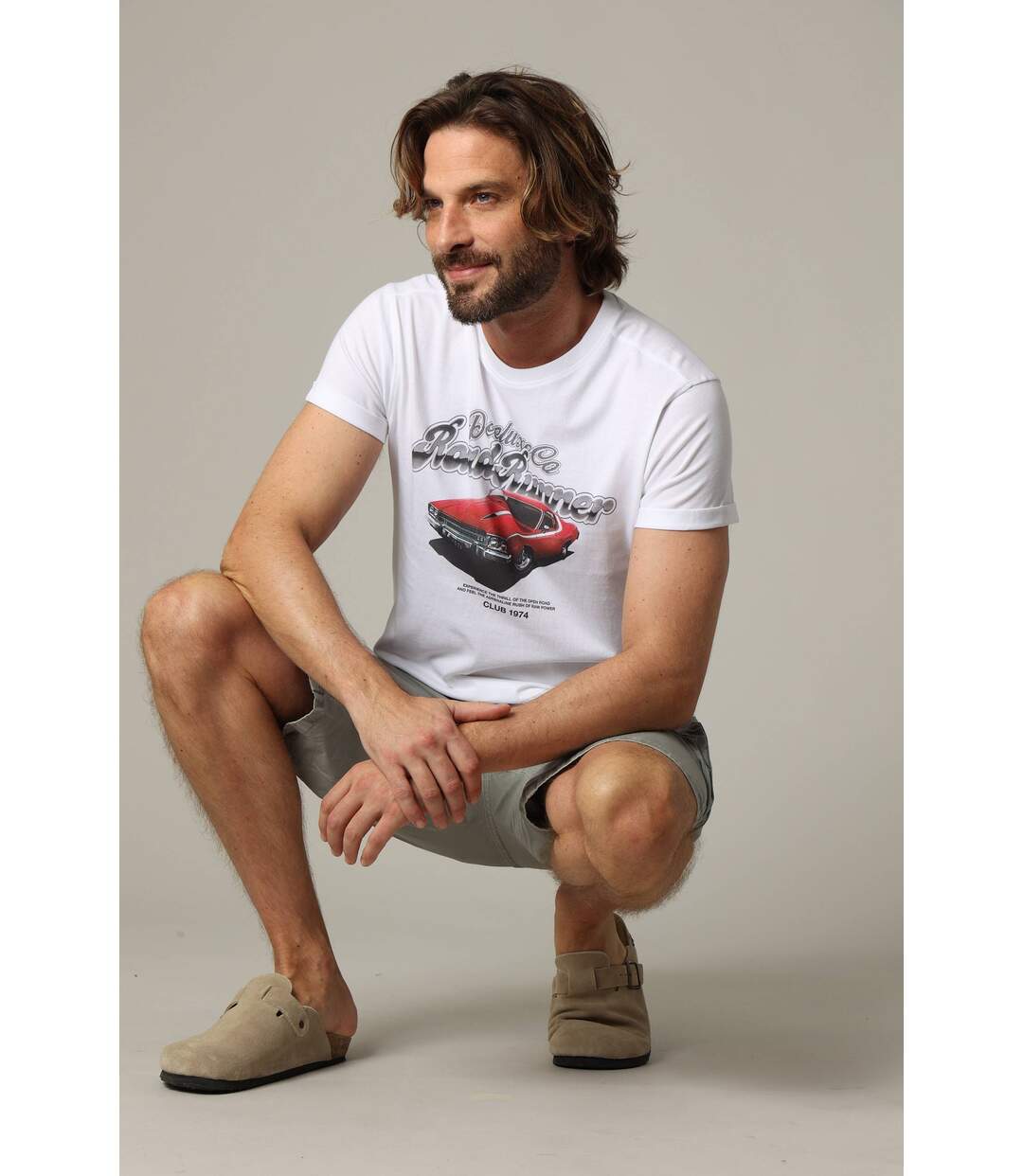 T-shirt classique en coton avec print et manches courtes REDCAR-1