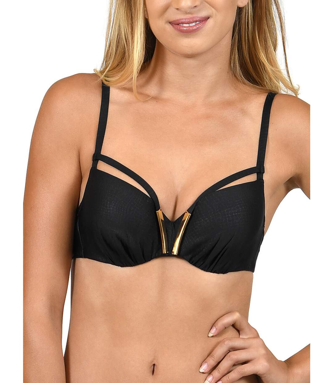 Haut maillot de bain préformé Bari Lisca noir-1