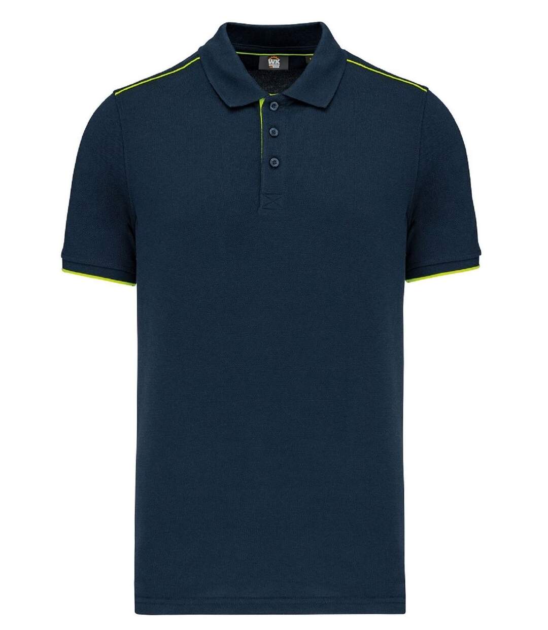 Polo professionnel DayToDay pour homme - WK270 - bleu marine et jaune fluo