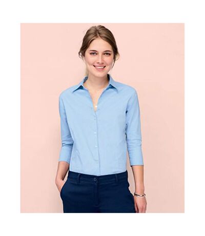 SOLS Womens/Ladies Effect 3/4 Sleeve Fitted Work Shirt (Bright Sky) - UTPC339
