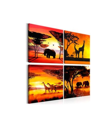 Paris Prix - Tableau Imprimé african Animals 4 Panneaux 60x60cm