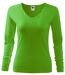 T-shirt col V - Extensible - Manches longues - Femme - MF127 - vert pomme