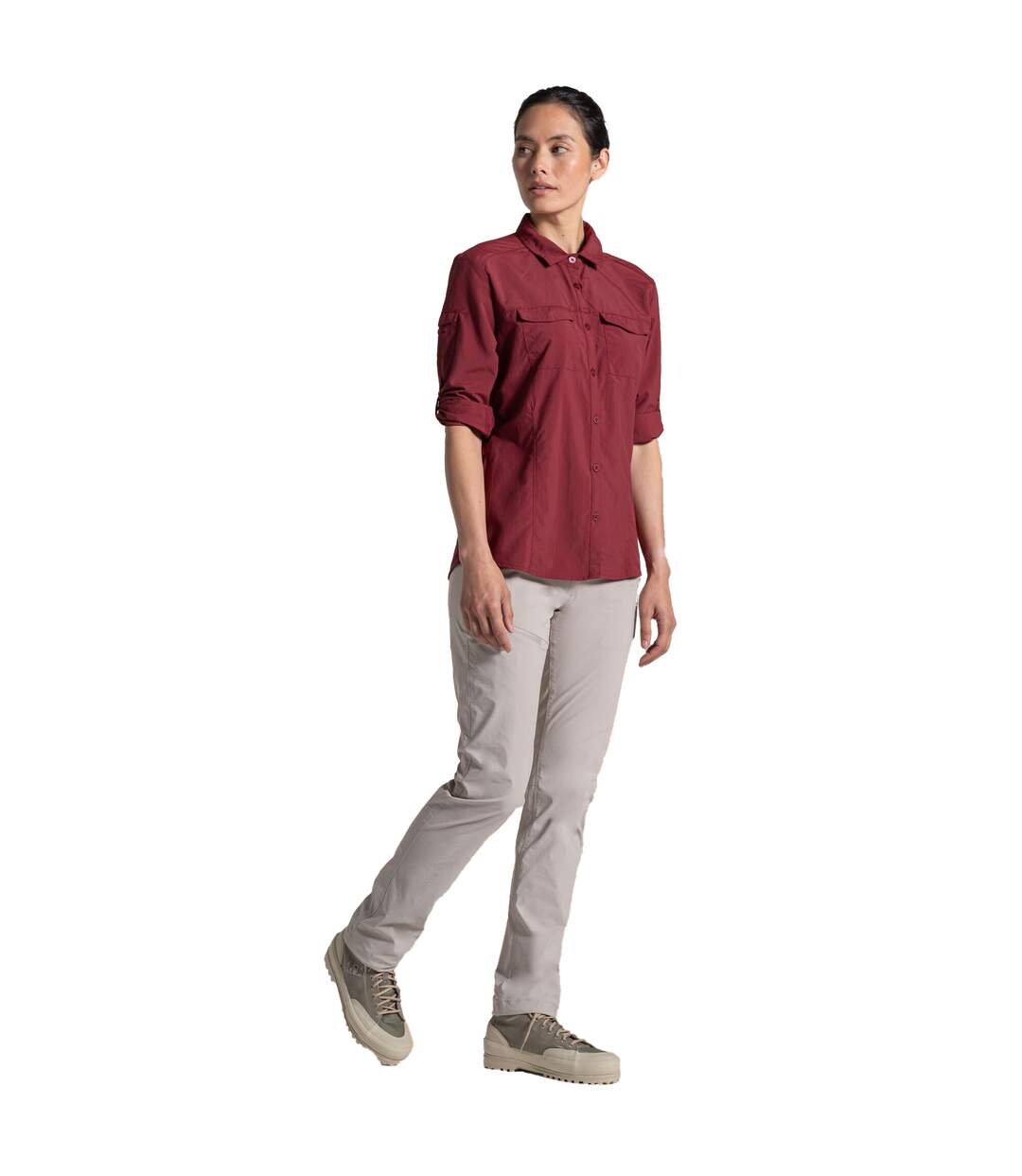 Chemise Unie Manches Longues Adventure Femme Rouge Craghoppers-4