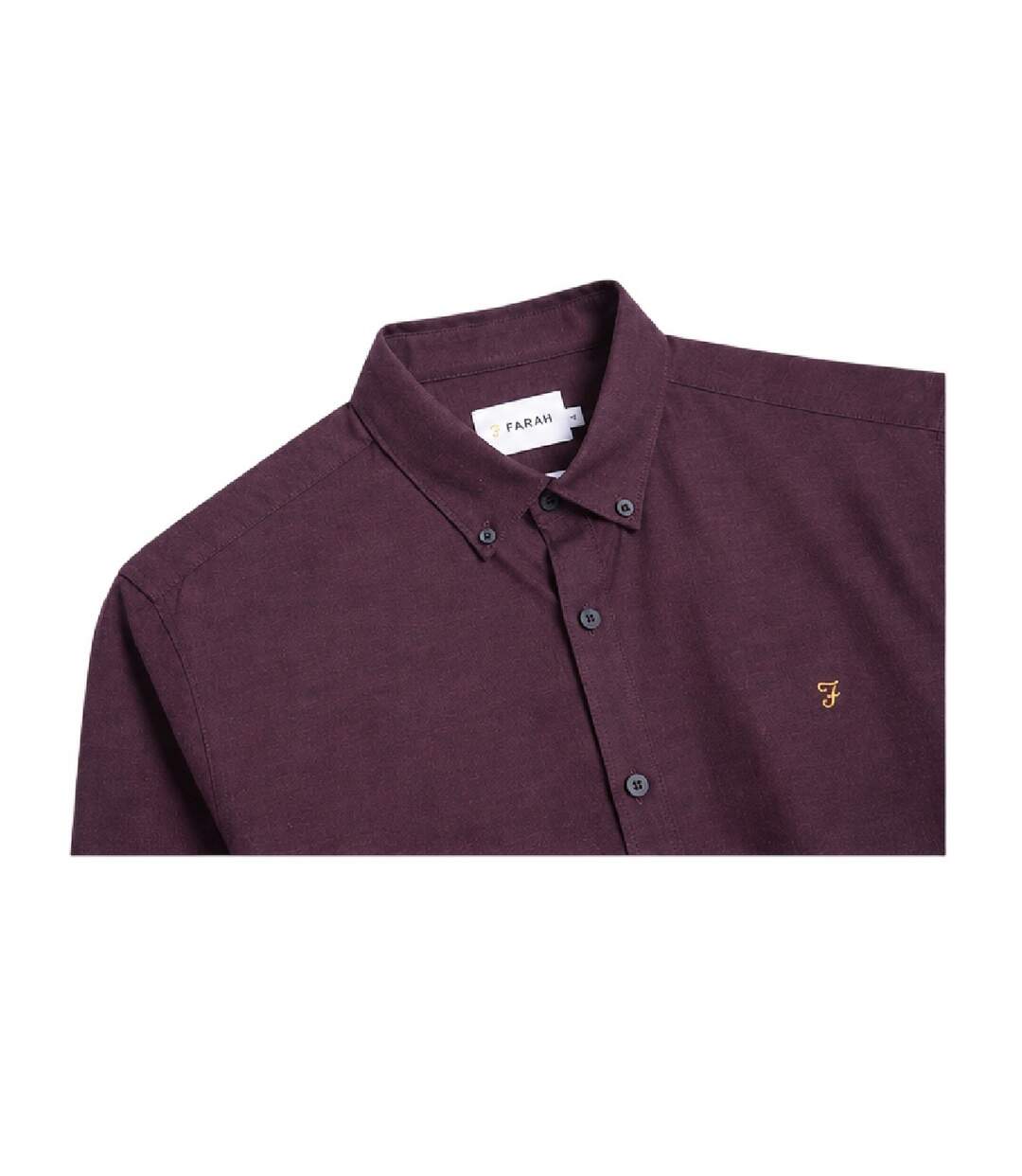 Mens Regular Button-down Shirt Red Farah-3