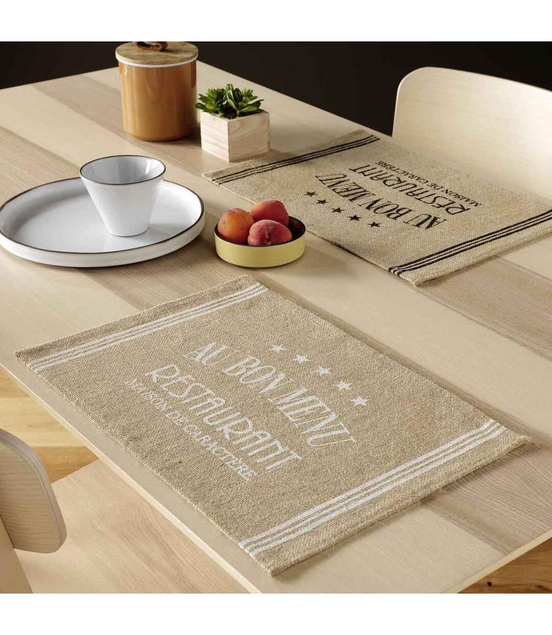 Set de Table en Jute Diner 30x45cm Blanc-3