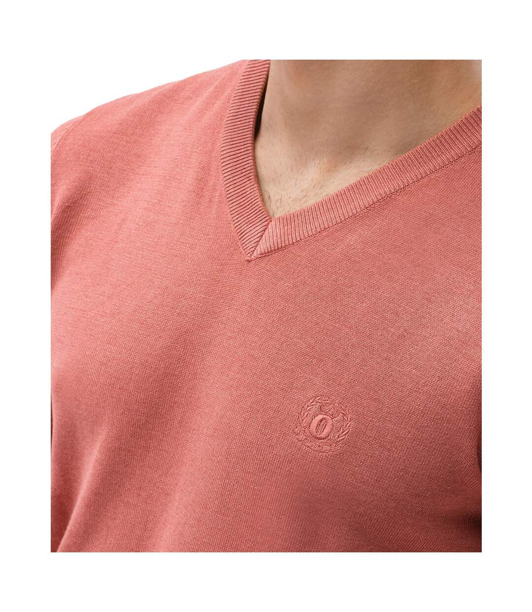 Pull homme col v Pull E191 rose saumon