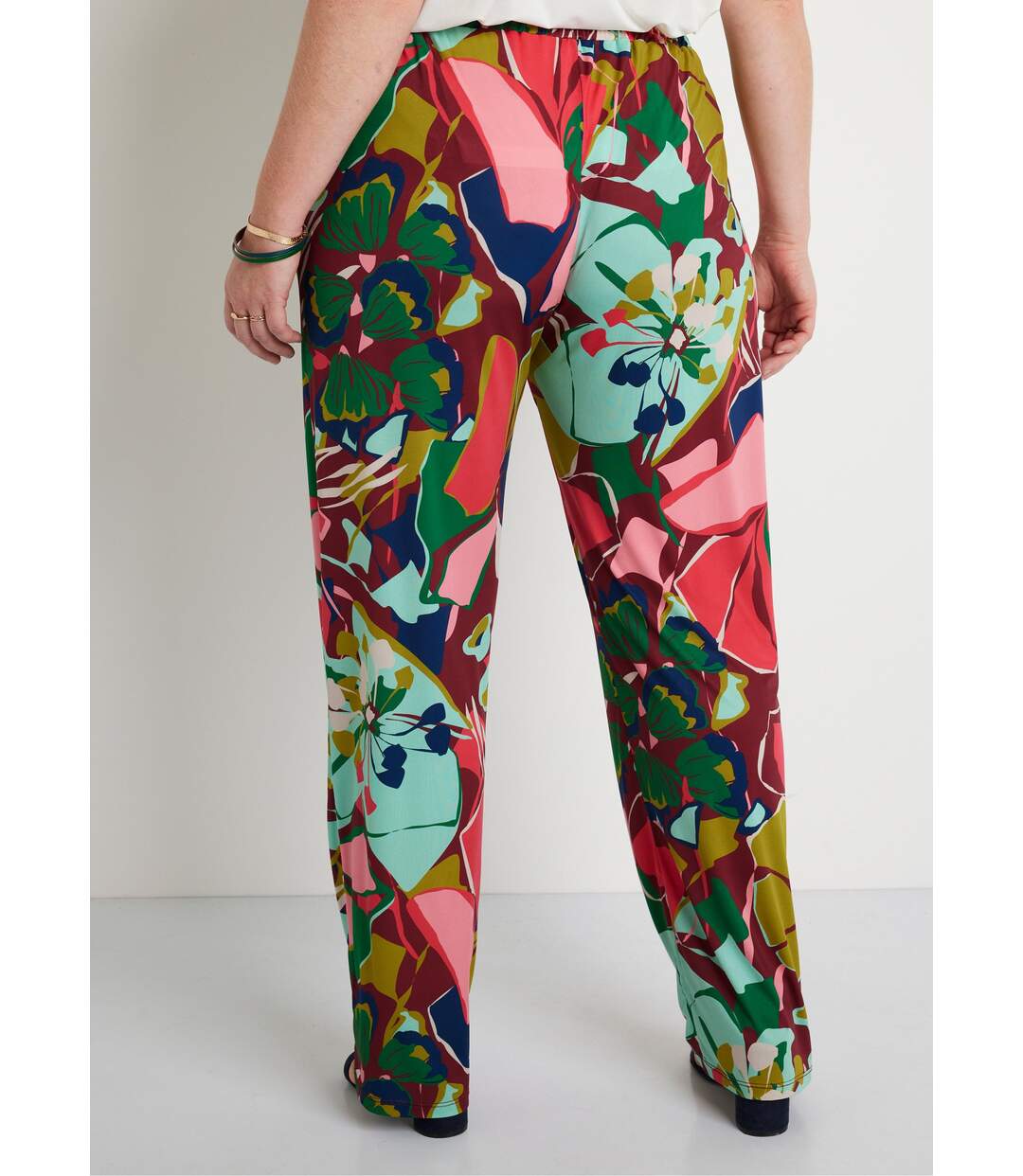 Pantalon large taille semi-élastiquée-2