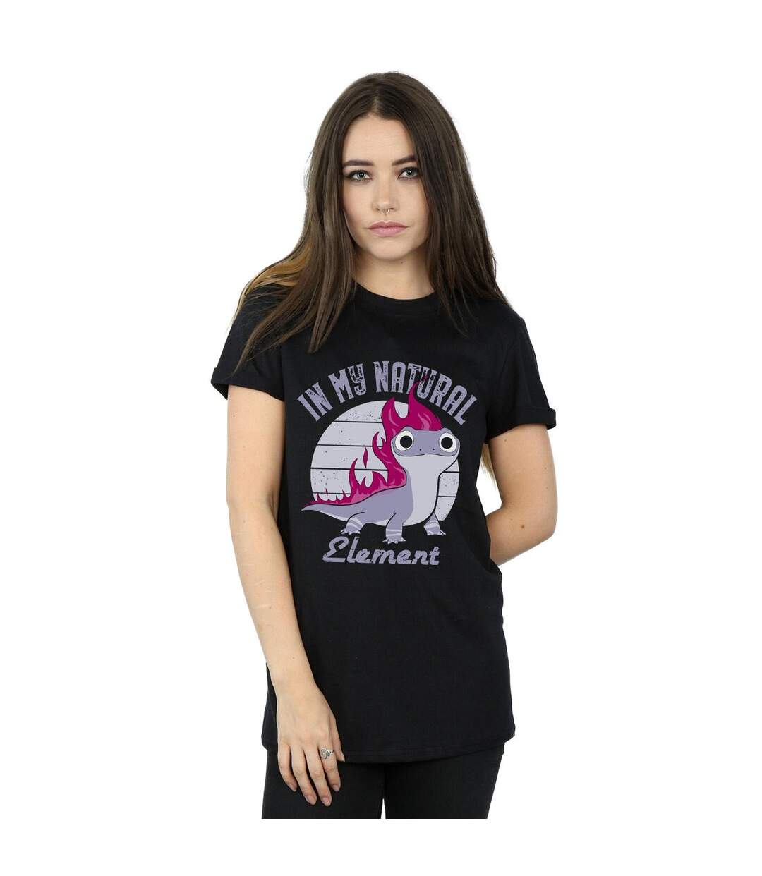 Disney - T-shirt FROZEN SALAMANDER BRUNI ELEMENT - Femme (Noir) - UTBI24630-2