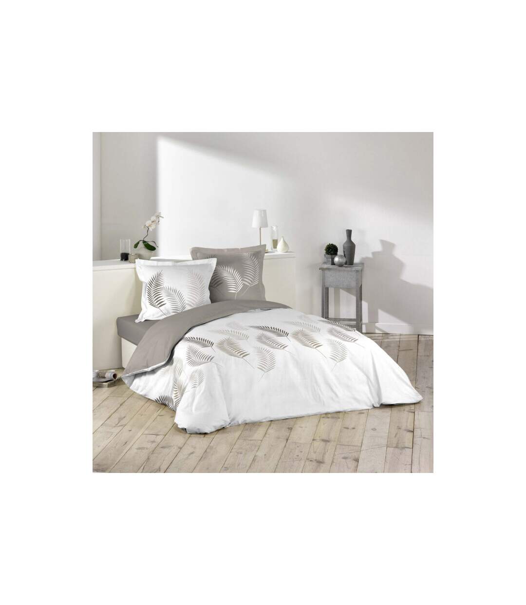 Parure de Lit 3 Pièces Goyave Line 260x240cm Taupe-1