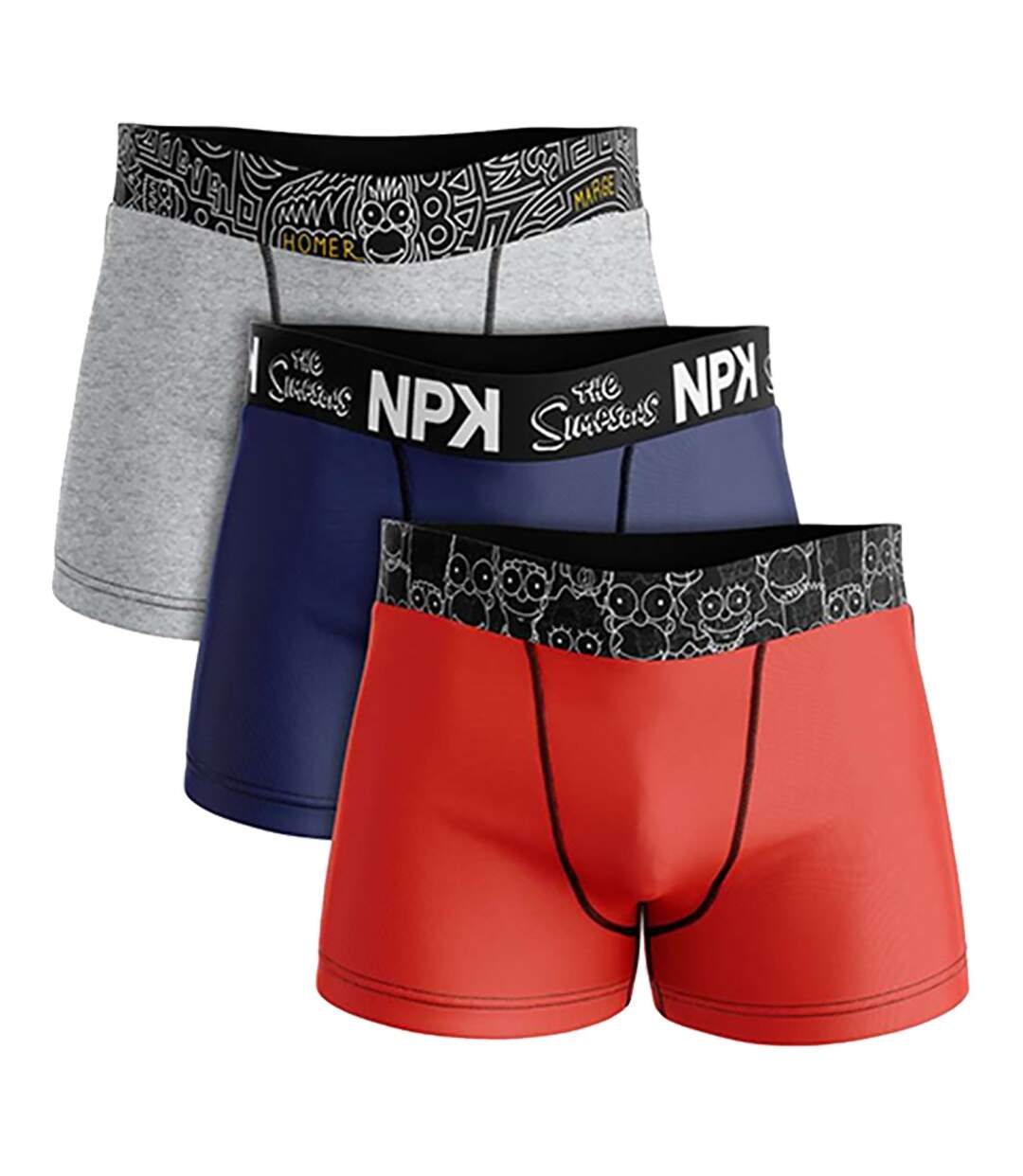 Boxer No Publik Featuring Simpsons Homme Confort et Fantaisie en Coton -Assortiment modèles photos selon arrivages- Pack de 3 Boxers 1531 en Coton-1