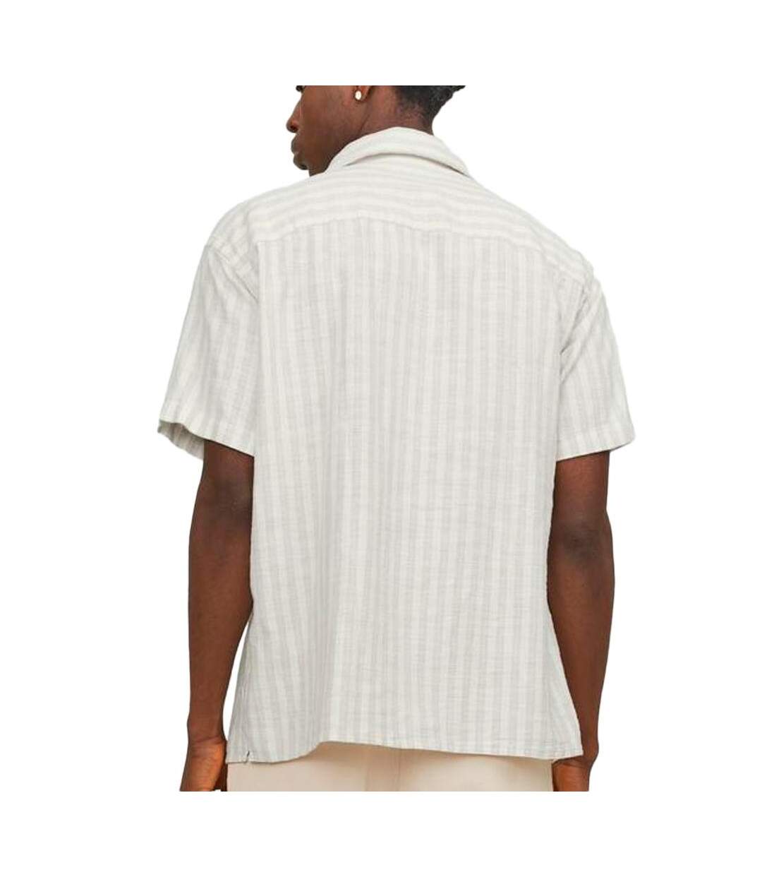 Chemisette rayures blanc/beige homme jack & jones cabana - l-2