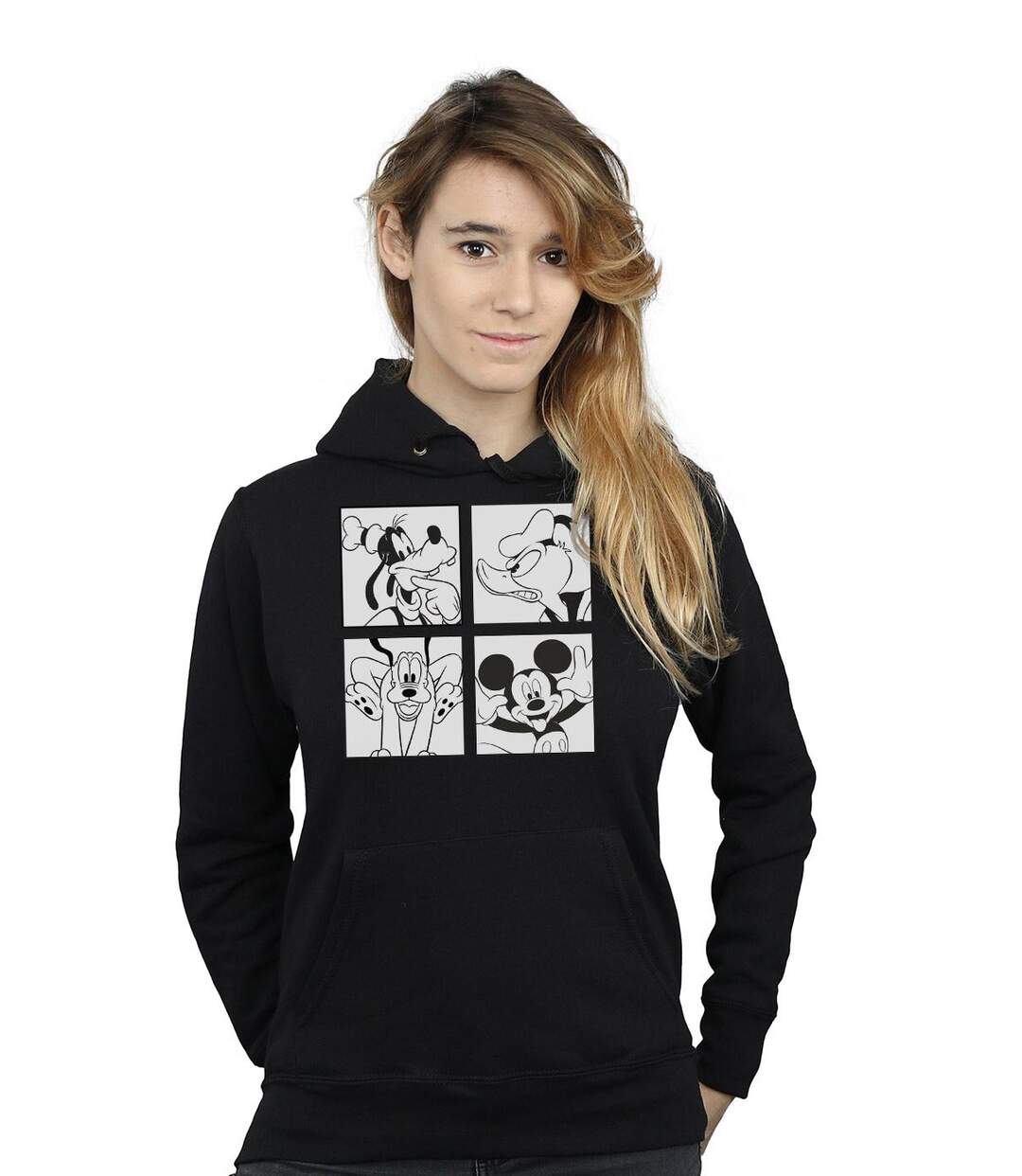 Disney Sweat à capuche Mickey, Donald, Goofy et Pluto pour femmes/femmes (Noir) - UTBI10557-2