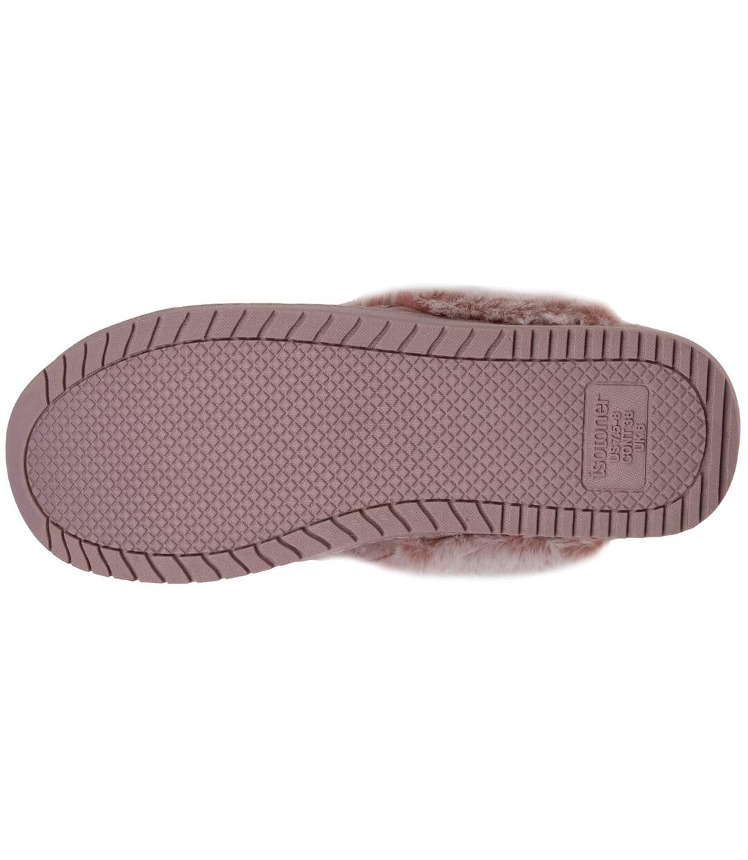 Isotoner Chaussons Mules femme velours ultra doux, talon 3,7 cm-5