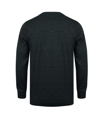 Henbury Mens Crew Neck 12 Gauge Fine Knit Jumper / Sweatshirt (Grey Marl)