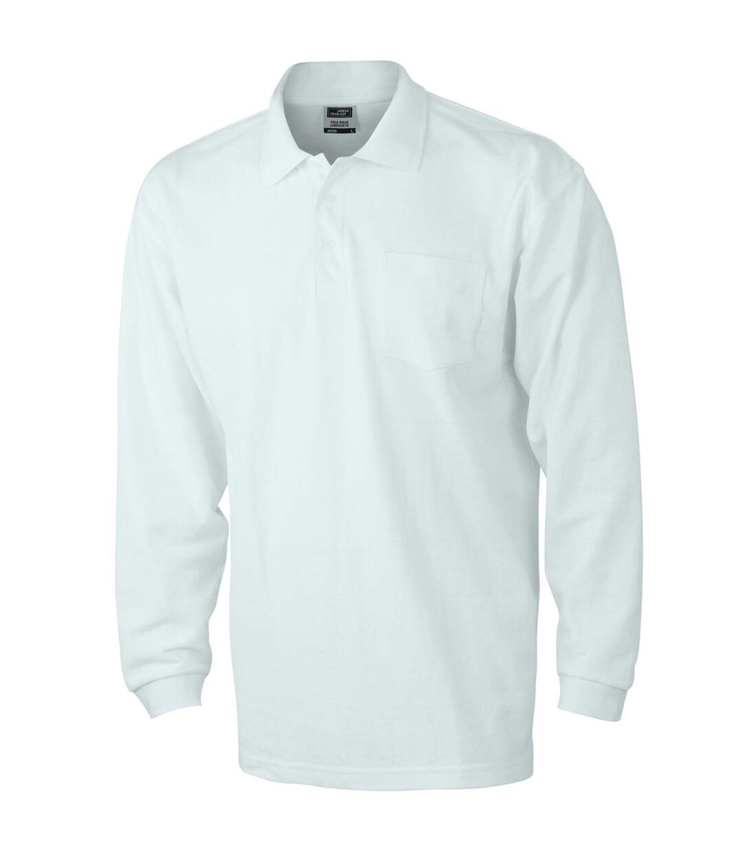 ***FIN DE SERIE 040624*** Polo manches longues poche poitrine HOMME JN029 - blanc-1