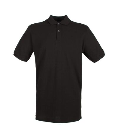 Henbury Mens Modern Fit Cotton Pique Polo Shirt (Black)