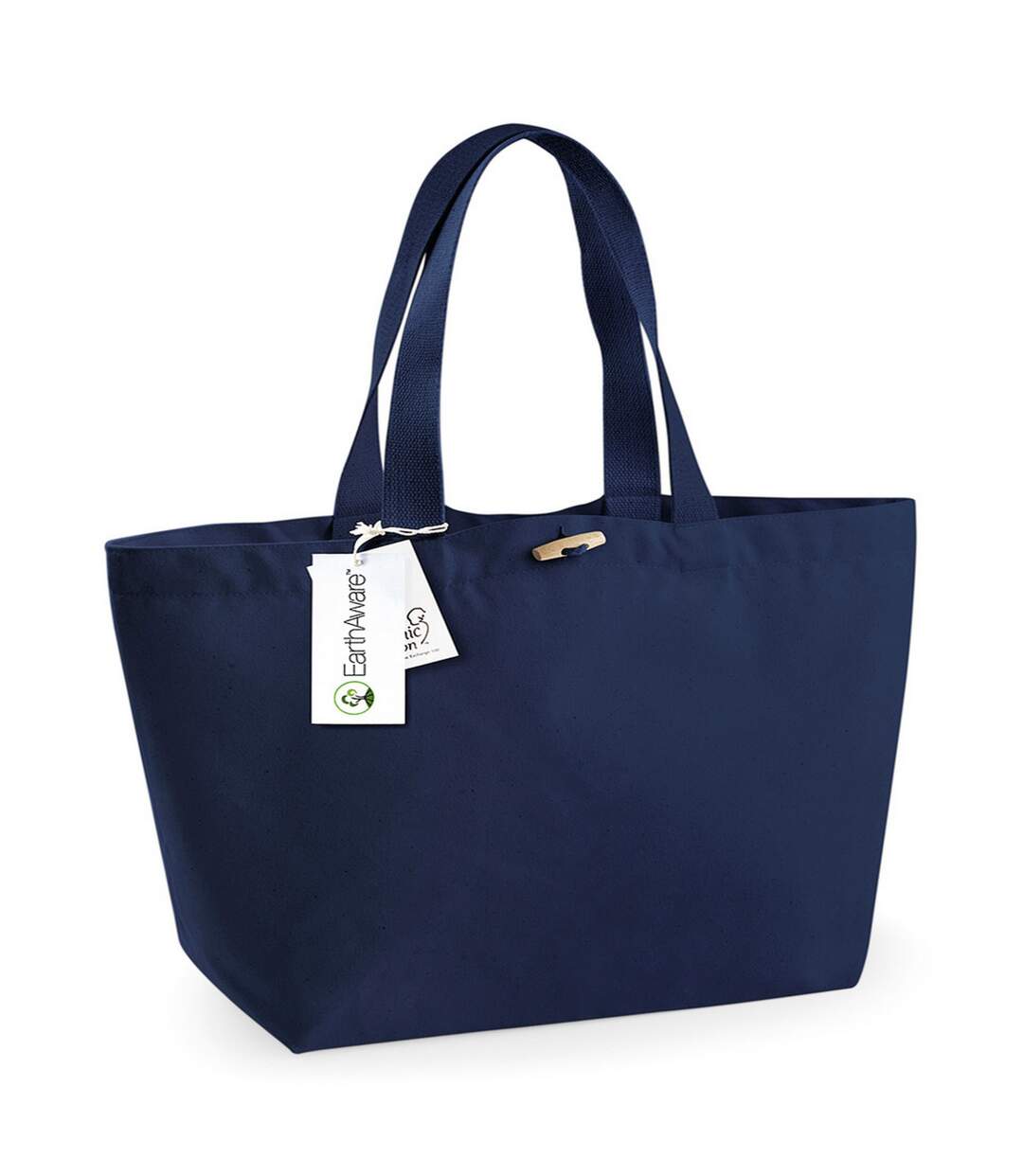 Westford Mill Organic Marina Tote Shopping Bag (20L) (Pack of 2) (French Navy) (One Size) - UTBC4524-1